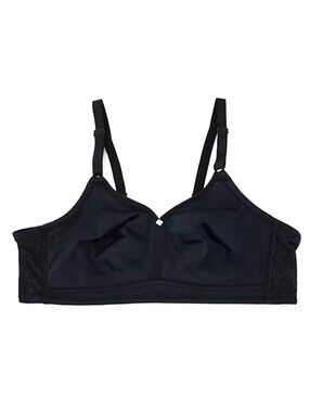 Breezies Jacquard Back Smoothing Wirefree Bra Black 42D A473390 NWT